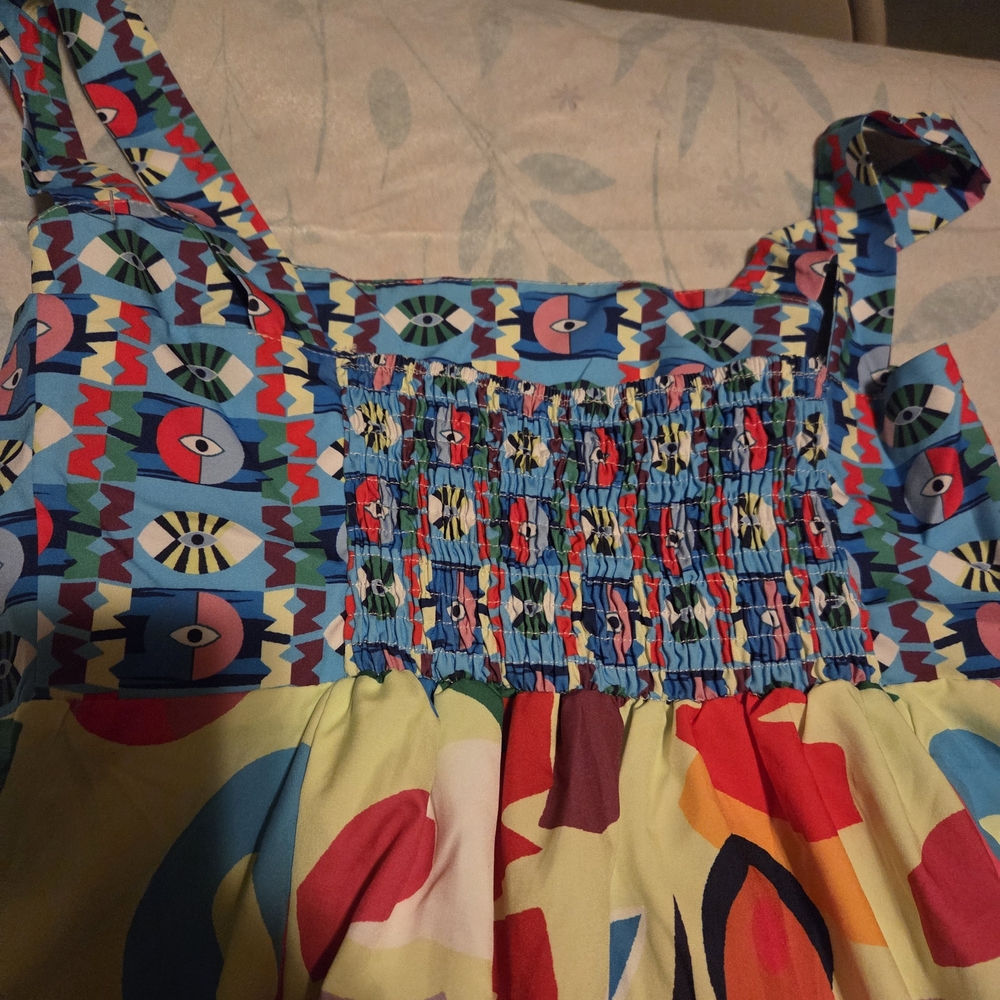 Colorful Abstract Print Women's Dress - Picture 3 of 3